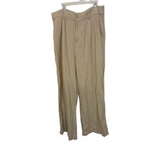 High-Rise Linen Pleat Front Straight Pants Rewash Lagenlook Neutral Gauzy